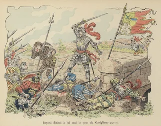Le Chevalier de Bayard défendant seul le pont de Garigliano contre les Espagnols, Italie, 1503